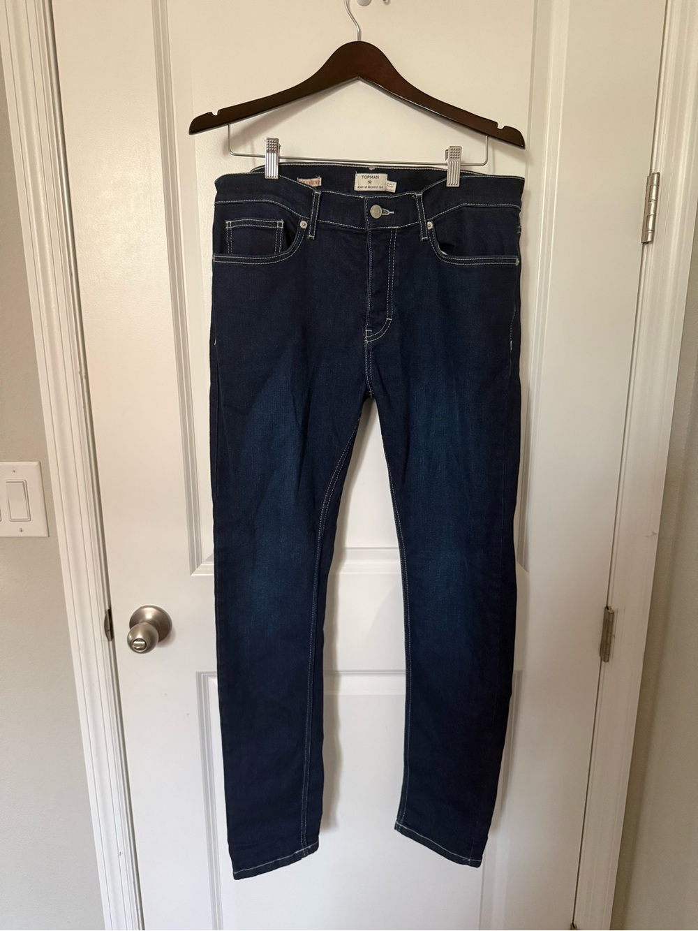Topman Stretch Skinny Dark Blue Jeans